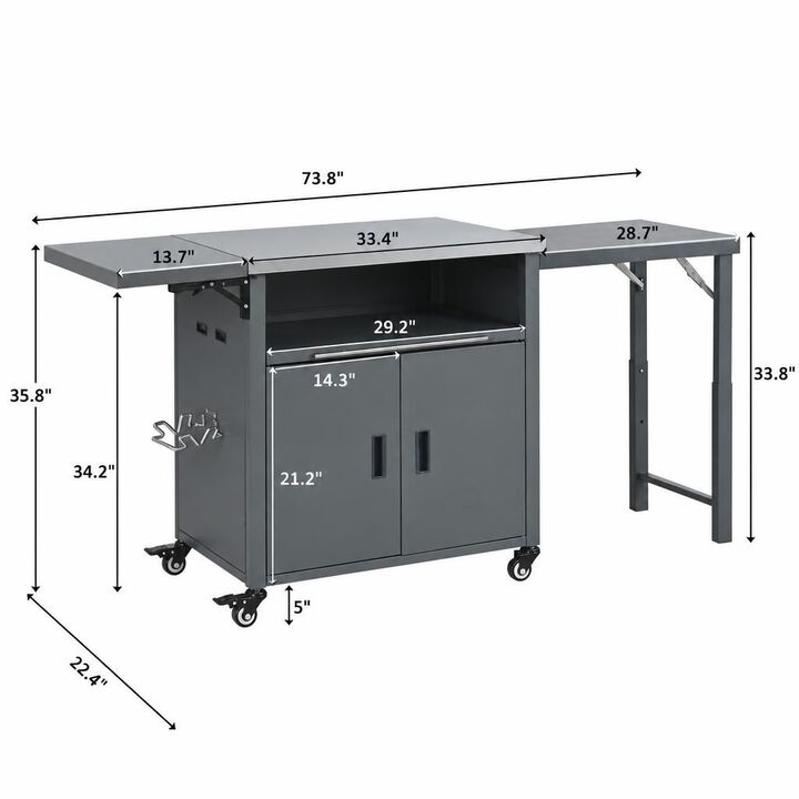 ELEMENT ACE Foldable Outdoor Prep Station BBQ Grill Cart With Storage For Backyard Patio Camping Barbecues And Outdoor Dining