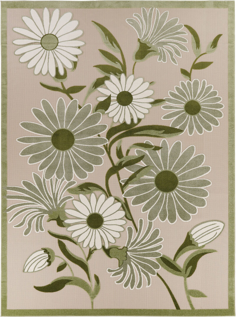 HomeRoots 10' X 14' Ivory And Green Floral Indoor Outdoor Area Rug image number 0