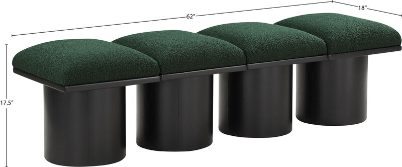 Meridian Furniture Pavilion Green Boucle Fabric Bench