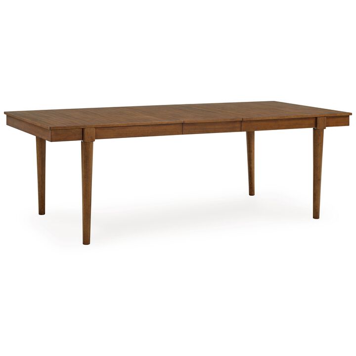 Jeyn Dining Table, Tapered Legs, Extendable 74-92 Inch Brown Hardwood - Benzara