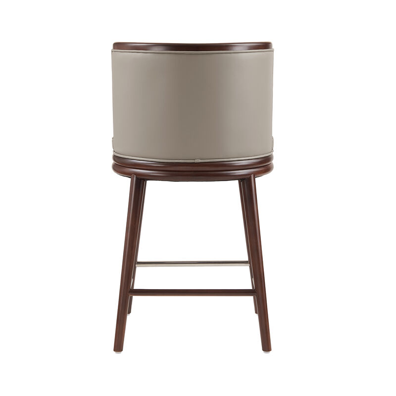 Evalyn Gray Leather Counter Stools (Set of 2)