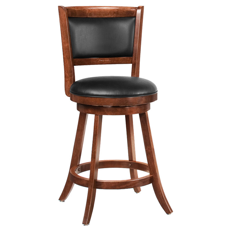 Counter Height Stool with Upholstered Seat, Brown, Set of 2