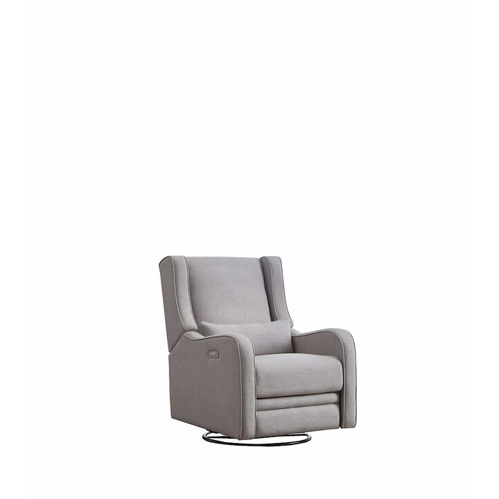 Westwood Design Elsa Fabric Power Swivel Glider and Recliner in Pearl River Gray