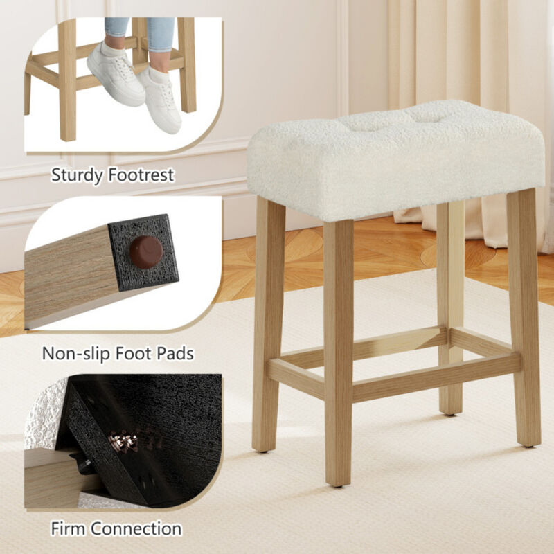 2-Piece Modern Counter Height Bar Stools with Durable Rubber Wood Legs image number 7