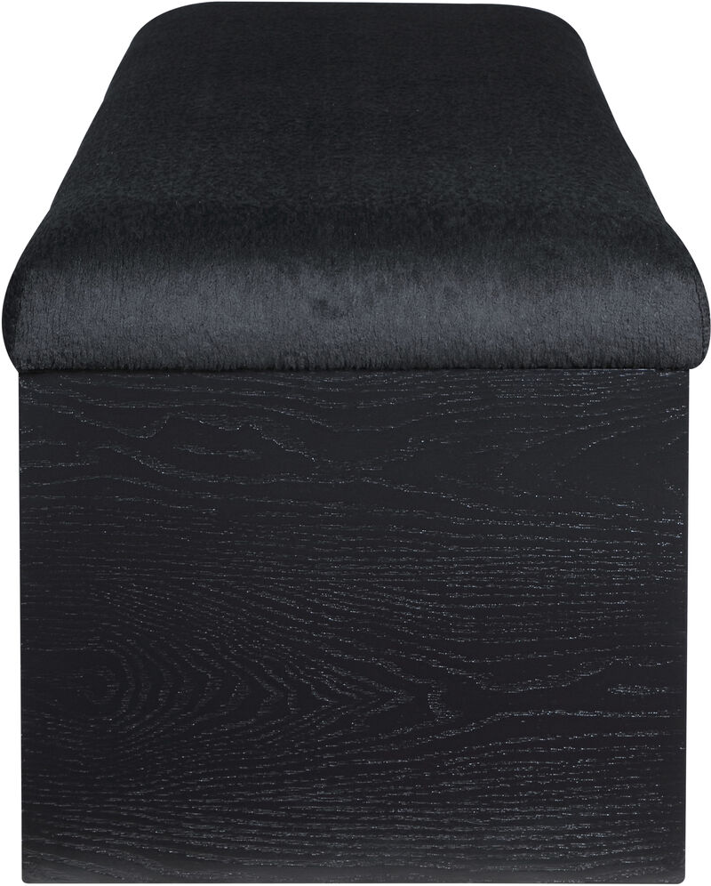 Meridian Furniture Lawson Black Velour Fur Fabric Bench