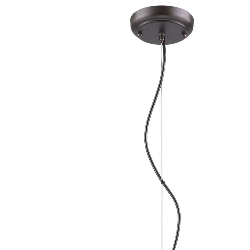 Hivvago Alcove 4-Light Oil-Rubbed Bronze Pendant With Raw Brass Interior Shade