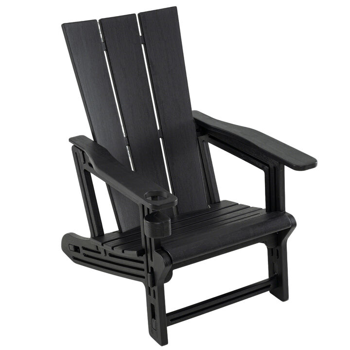 HDPE Outdoor Adirondack Chairs with Built-In Cup Holder for Patio and Backyard