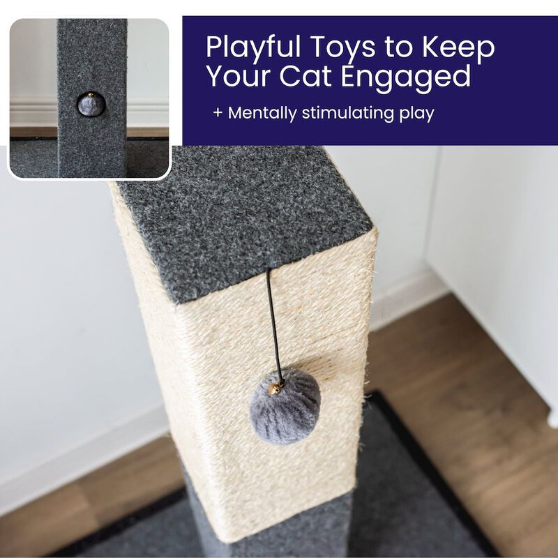Catry Minimalist Natural Sisal Cat Scratching Post with Peek-a-Boo Ball Toy