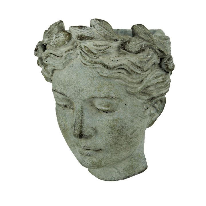 Distressed Cement Classic Greek Lady Head Indoor Outdoor Wall Mounted Planter
