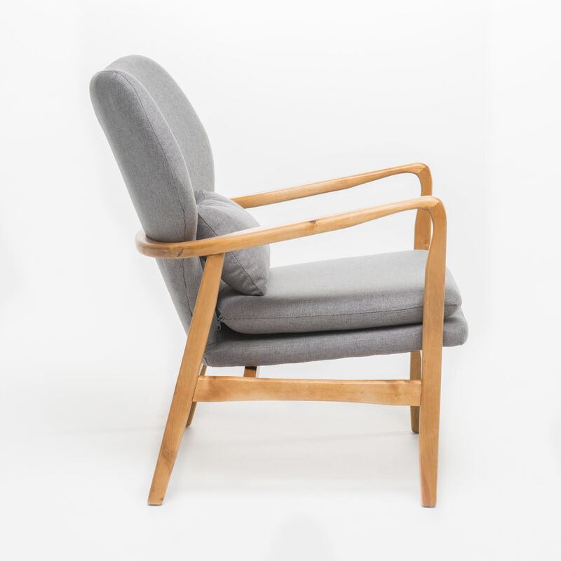 Streamdale Mid-Century Club Chair with Button-Tufted Design and Birch Wood Legs image number 6