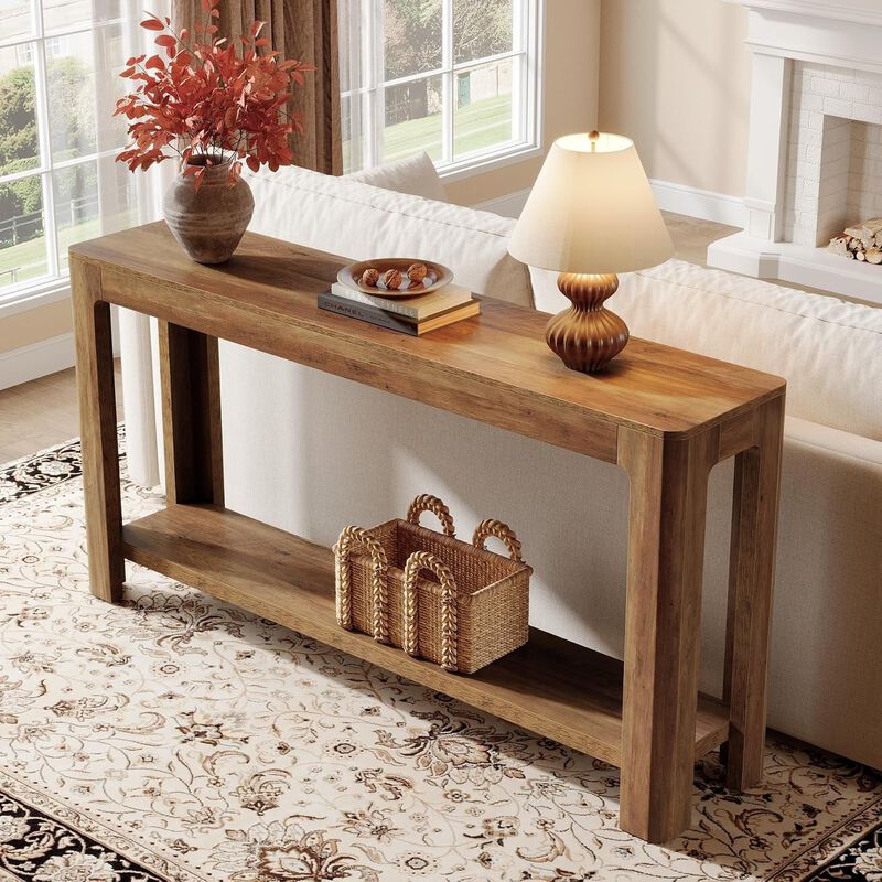 Tribesigns Farmhouse 2-Tier Wood Console Table image number 6