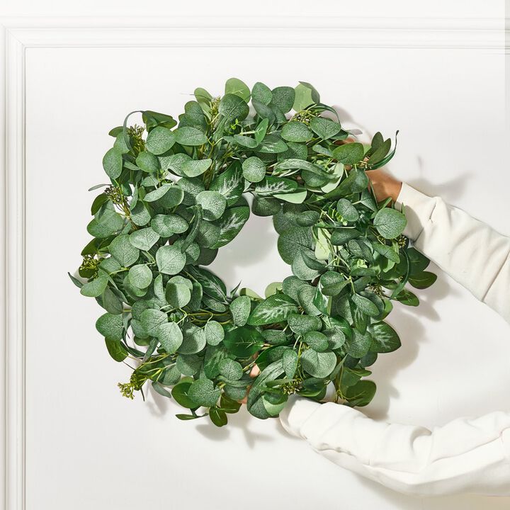 Artificial Eucalyptus Wreath for Front Door or Wall, Year-Round Greenery Decor