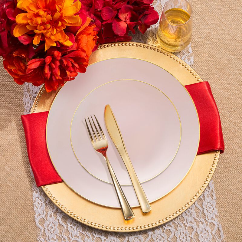 Gold Rim Organic Round Plastic Wedding Value Set image number 8