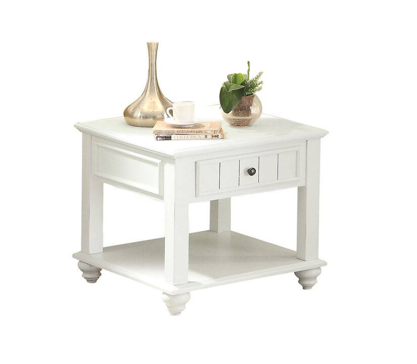 Modern Square End Table with Drawer and Open Shelf for Home Decor