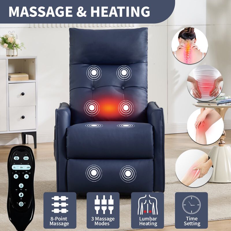 Faux Leather Power Lift Recliner Chair 155&deg; Recliner with Massage Heat & USB image number 7