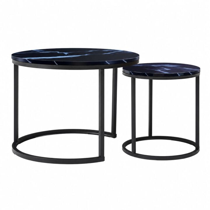 GOODSILO Set of 2 Nesting Coffee Tables Flexible Separable Combined Design for Living Room Bedroom Apartment Small Space Use as Side Table Nightstand Display Shelf