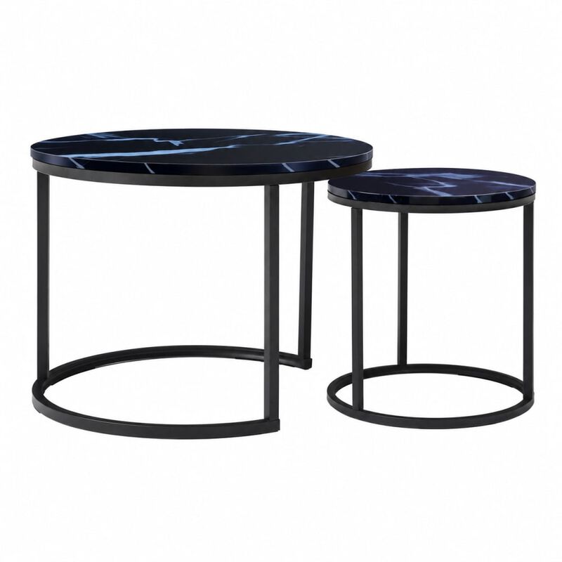 GOODSILO Set of 2 Nesting Coffee Tables Flexible Separable Combined Design for Living Room Bedroom Apartment Small Space Use as Side Table Nightstand Display Shelf image number 0