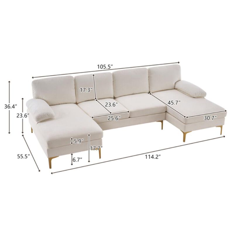 U-Shaped 4-Seat Modular Sofa – Spacious Indoor Seating for Living Room with Customizable Configuration