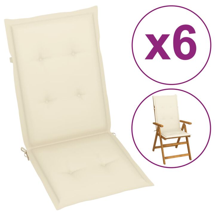 vidaXL Garden Chair Cushions 6 pcs Cream 47.2"x19.7"x1.6"