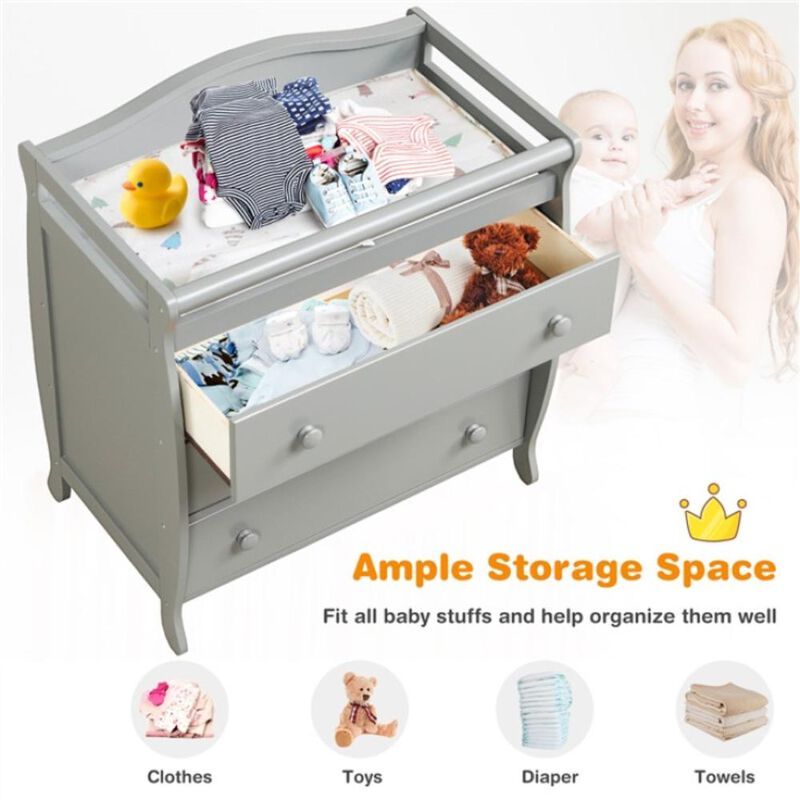 Hivvago Baby Changing Table with 3 Drawers and Safety Belt