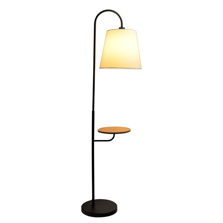 ELEMENT ACE Modern Seoul Floor Lamp with Rotary Switch and Integrated Wood Table for Functional Illumination