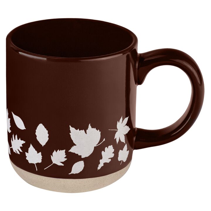 Brown Leaves 14 oz Stoneware Coffee Mug