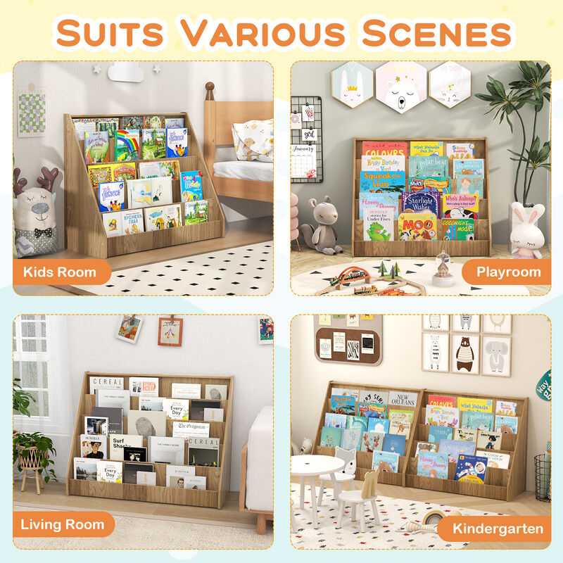 5-Tier Kids Bookshelf with Deep Compartments and Stable Baby Book Case