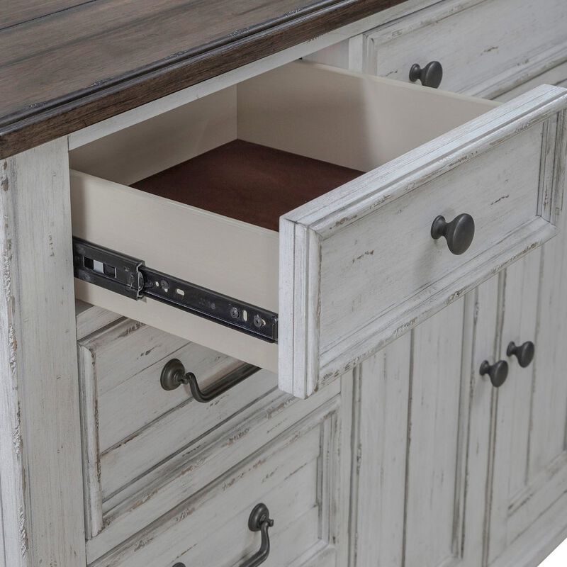 Liberty Furniture River Place 2 Door 9 Drawer Bedroom Dresser Cottage - Riverstone White & Tobacco image number 8