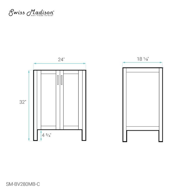 Avallon 24 Bathroom Vanity in Matte Black Cabinet Only image number 4