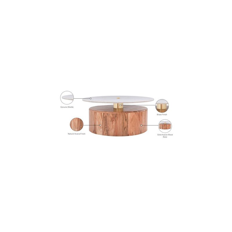 Meridian Furniture Stonewood Natural Acacia Wood Coffee Table