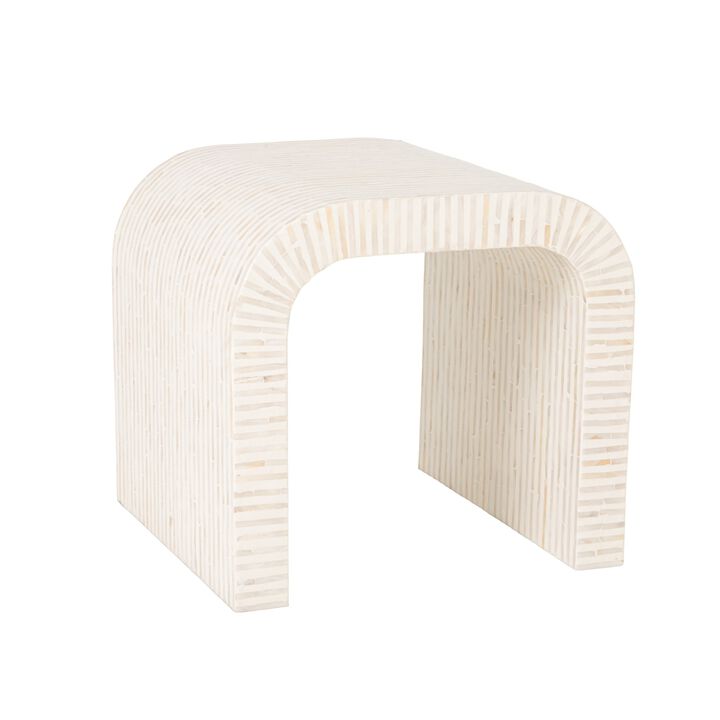 Mother of Pearl Waterfall End Table, White