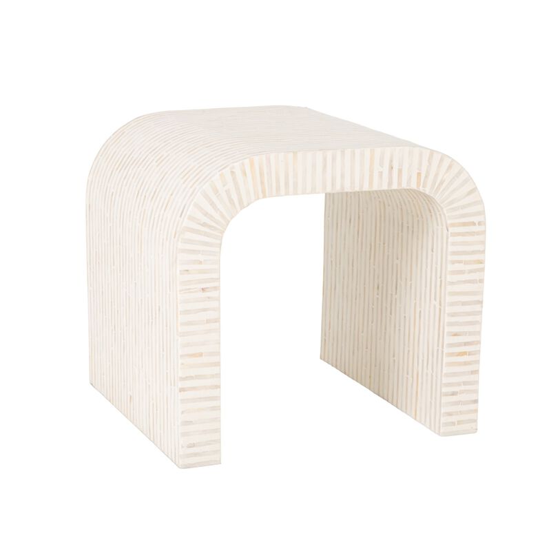 Mother of Pearl Waterfall End Table, White image number 0