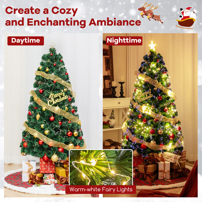 Pre-Lit Artificial Xmas Tree with Top Star and Branch Tips