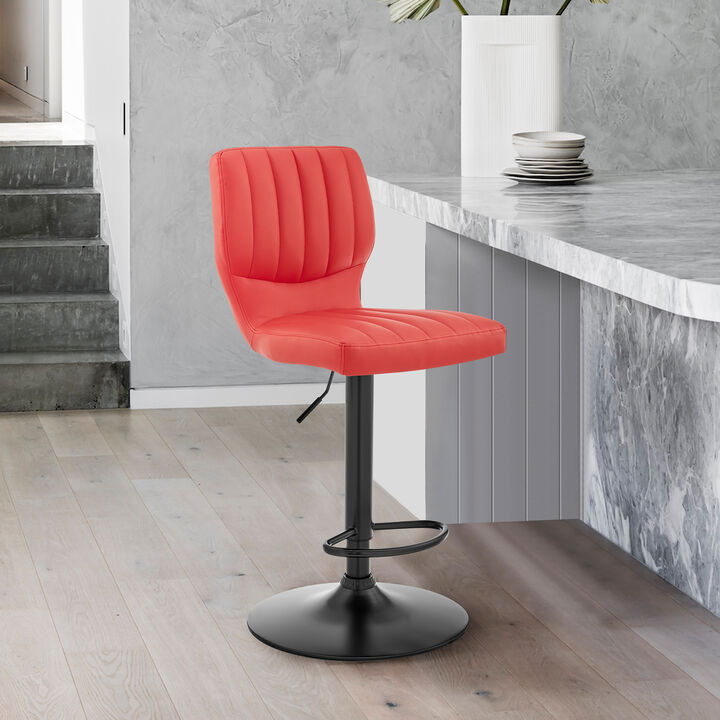 Bardot Adjustable Height Black Faux Leather Swivel Stool