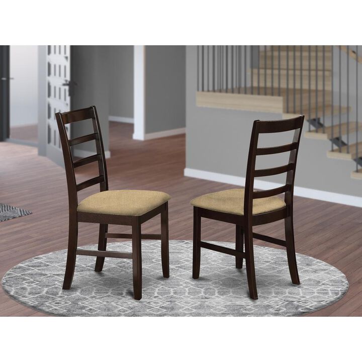 East West Furniture PFC-CAP-C Parfait Stool Linen Fabric Seat with Lader Back