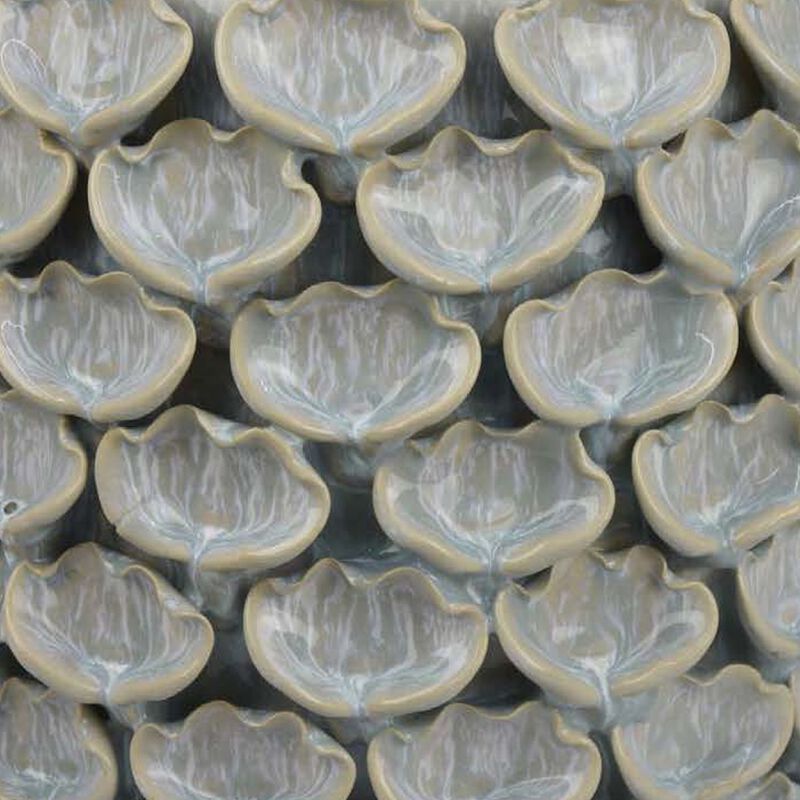 Decorative Textured Planter, Seashell Style 12 Inch Gray Ceramic Body