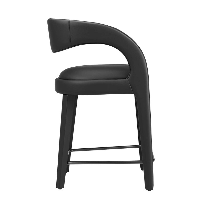 Modway EEI-6564-BLK-BLK Pinnacle Vegan Leather Counter Stool Set of Two, Black Black image number 3