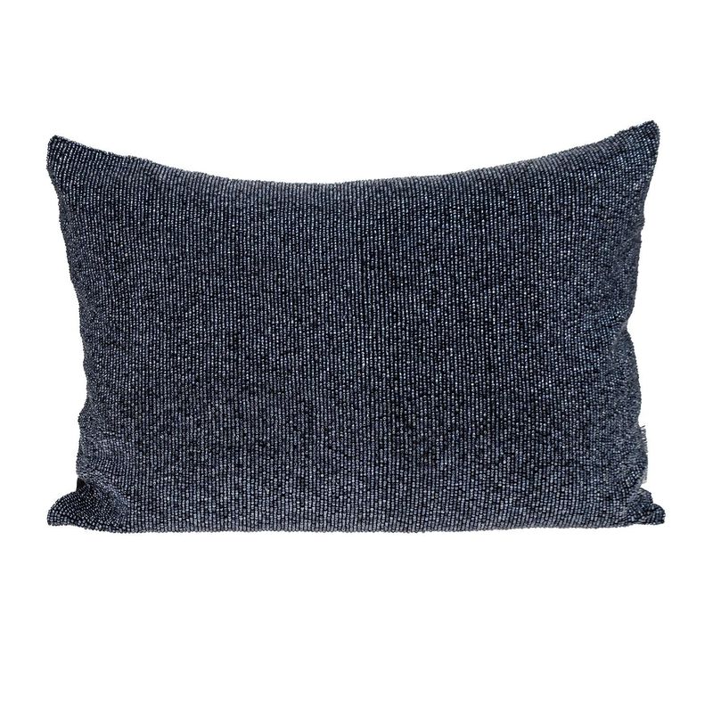 Homezia Shimmering Metallic Blue Beaded Luxury Throw Pillow