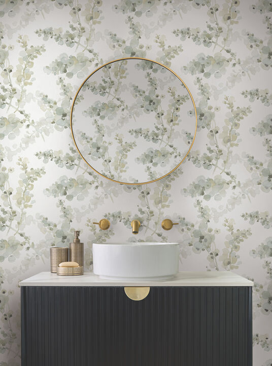 Blossom Fling Mineral Green Peel & Stick Wallpaper (Set of 2)
