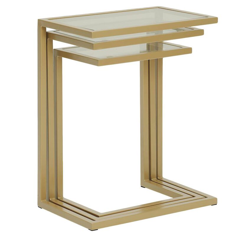 Carolina Living Addison Nesting Table Set - Glass Top - Gold Base