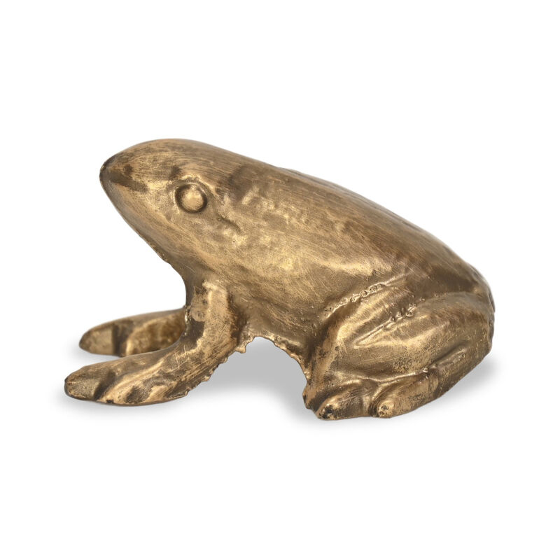 HomeRoots 3" Antiqued Gold Cast Iron Frog Figurine image number 5