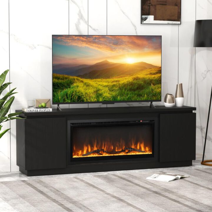 Hivvago Fireplace TV Stand for TVs up to 80 Inch with 3 Adjustable Shelves-White