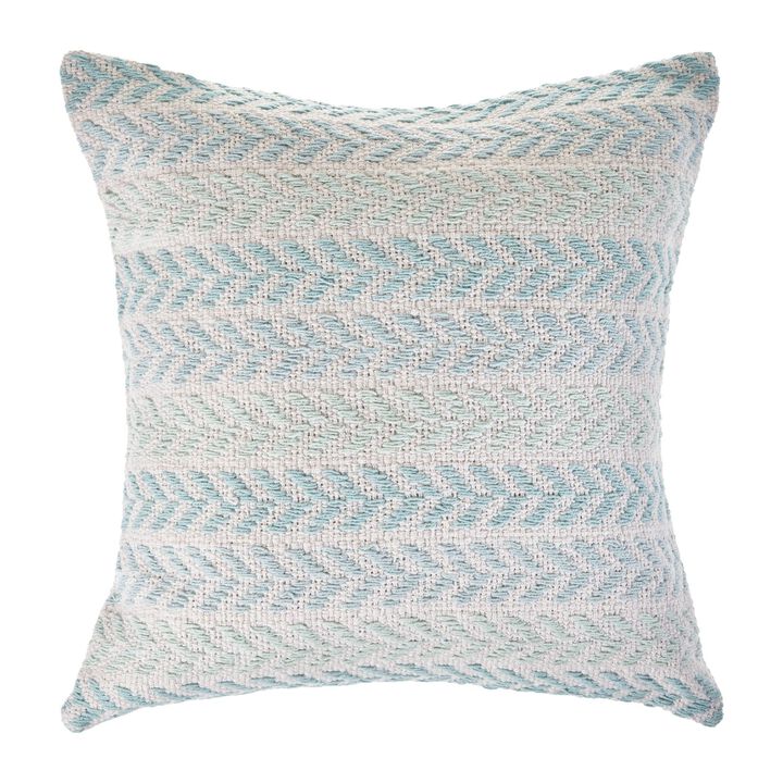 18" Blue and White Striped Arrow Pattern Square Throw Pillow