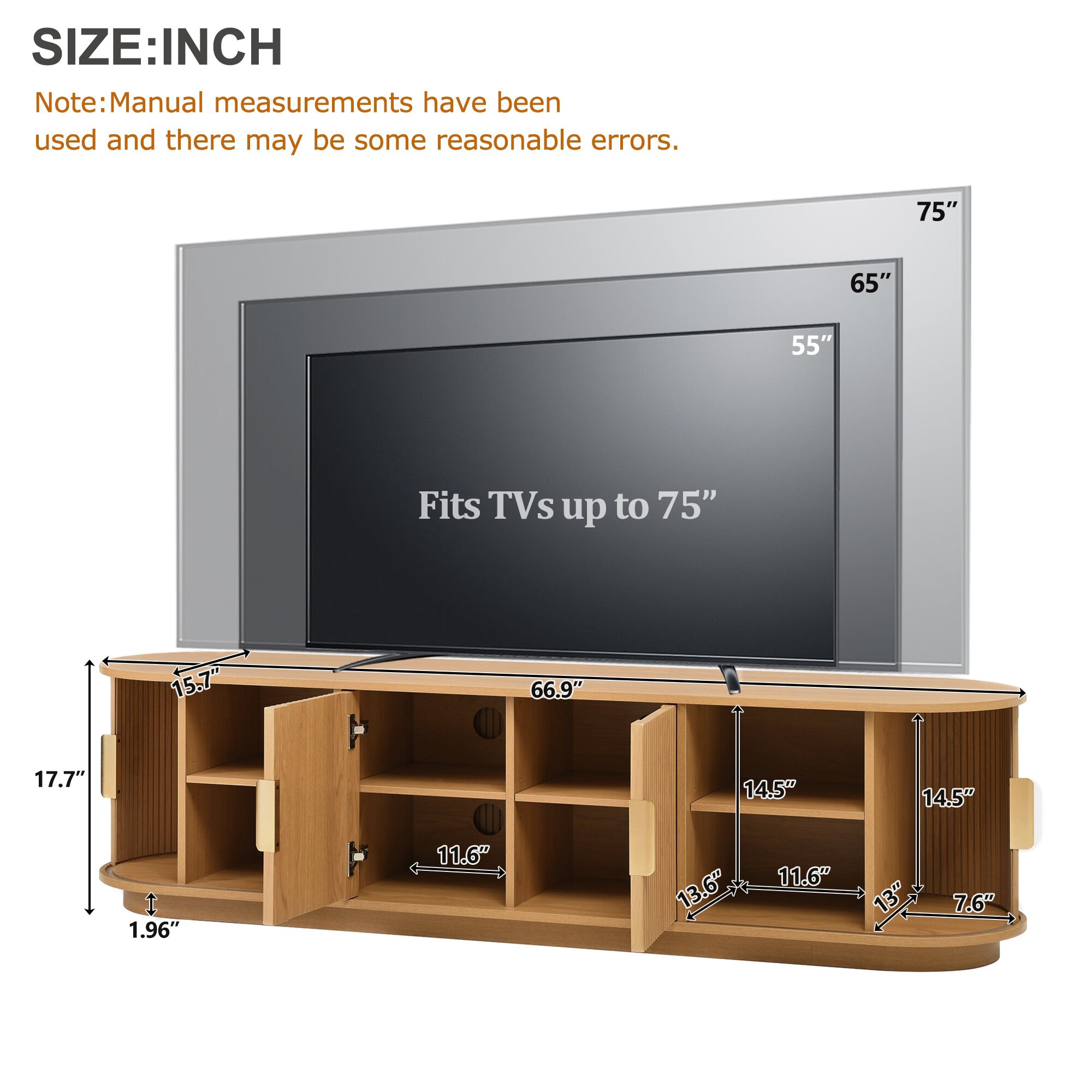 Farmhouse Wooden TV Stand with Sliding Tambour Door