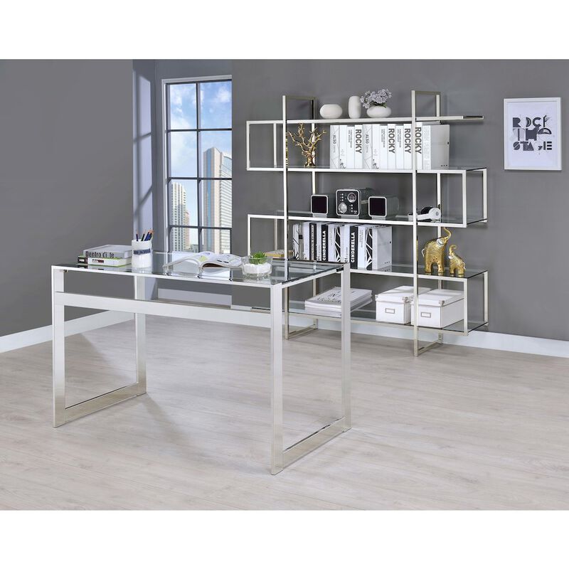 Coaster Elmer 5-shelf Bookcase Chrome and Clear image number 3