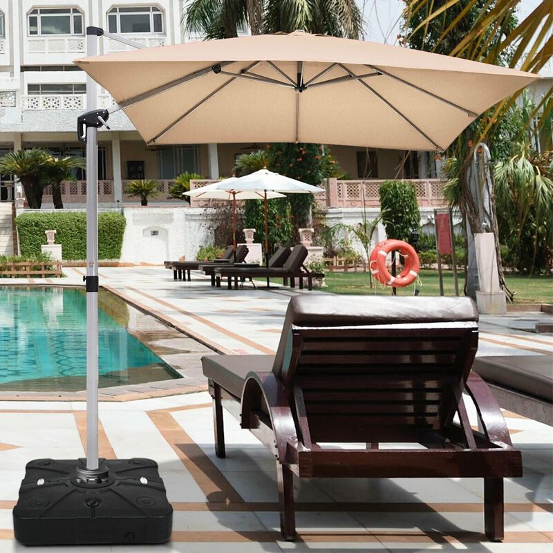 Mondawe 260 lbs Offset Patio Umbrella Base with Wheels Sand Water Filled