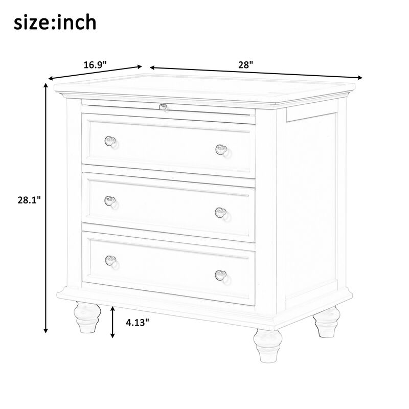 Merax 3-Drawer Bedroom Nightstand Storage Cabinet