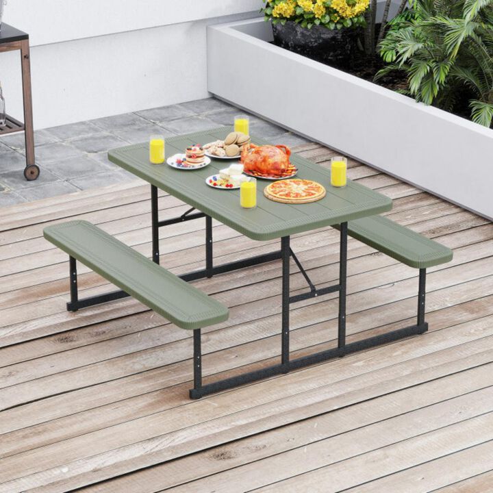 Hivvago Picnic Table Bench Set for 2-4 People Outdoor Rectangular Camping Dining Table