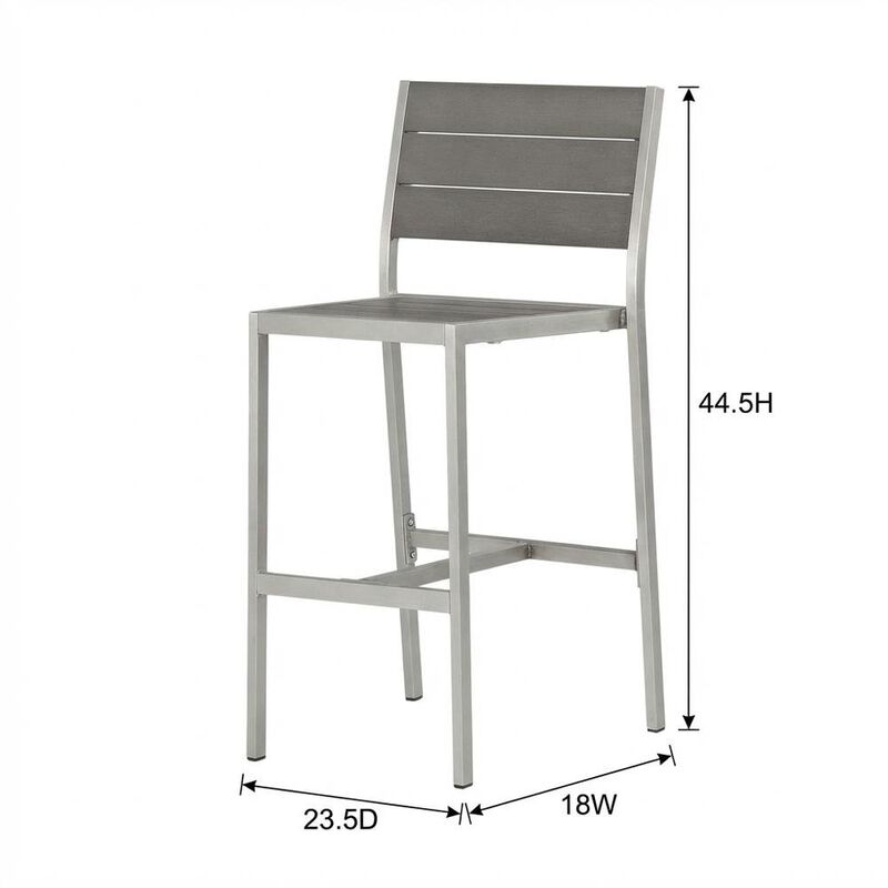Outdoor Patio Aluminum Armless Bar Stool Set Of 2 With Durable Frame image number 4