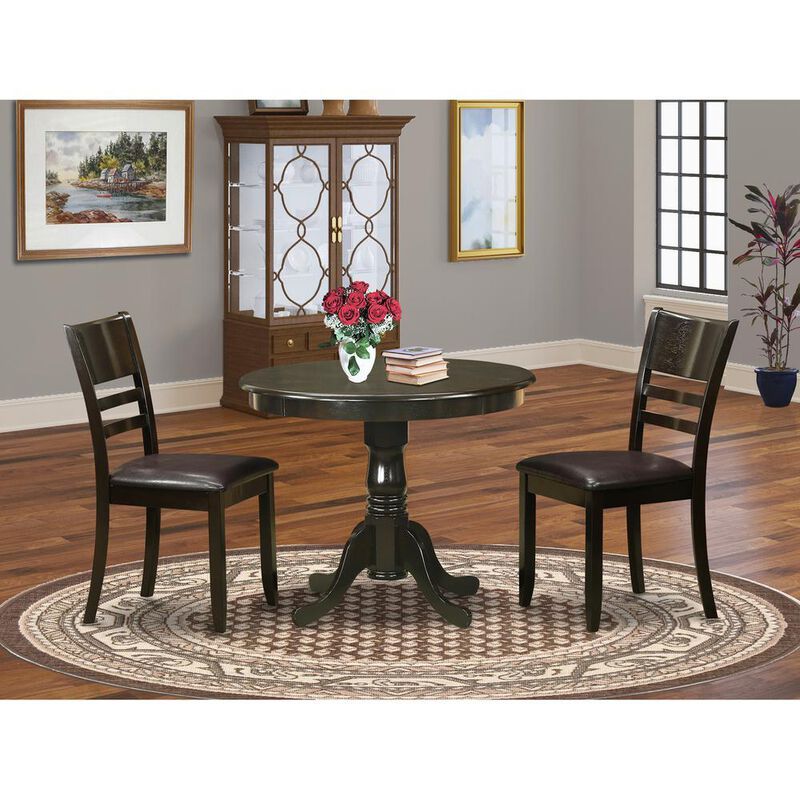 3 Pc Kitchen Table set-round Kitchen Table and 2 Dining Chairs